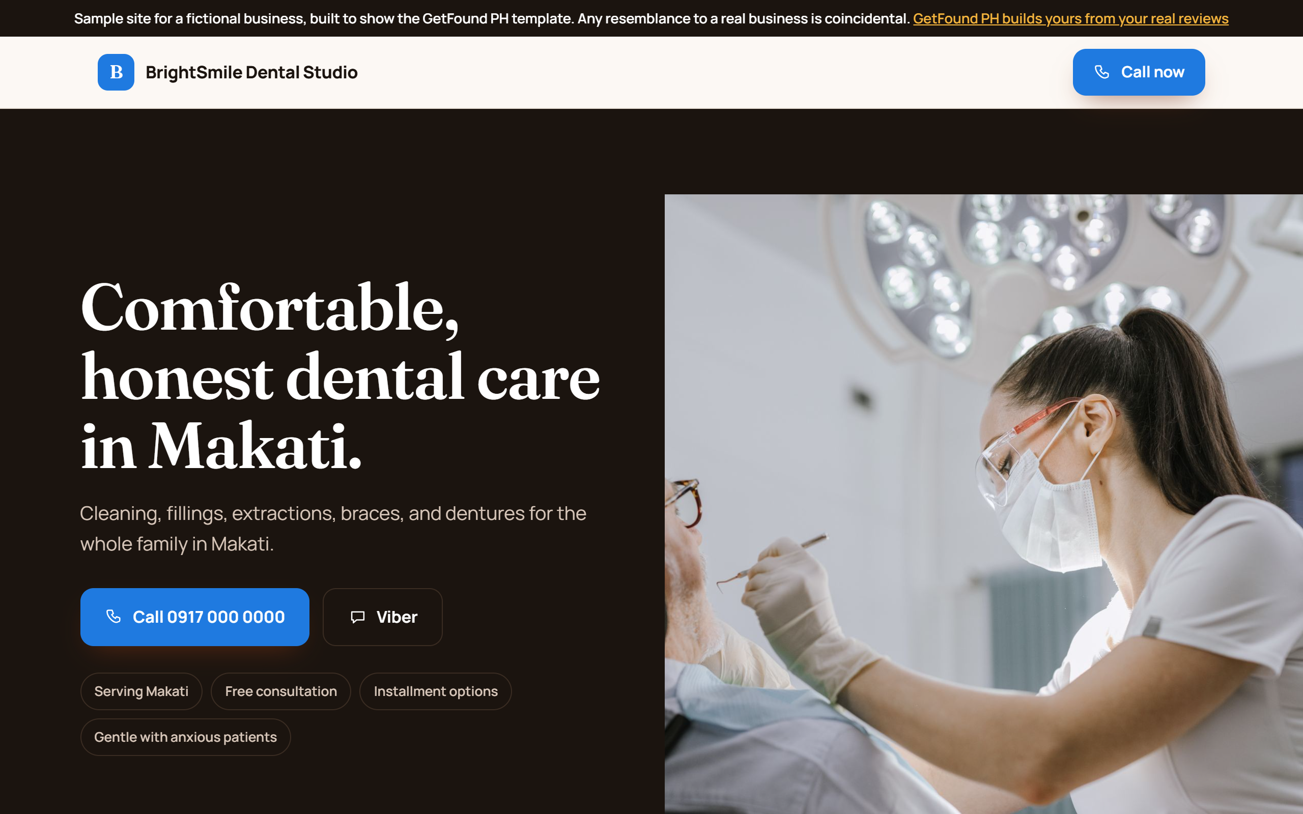 Sample dental clinic website