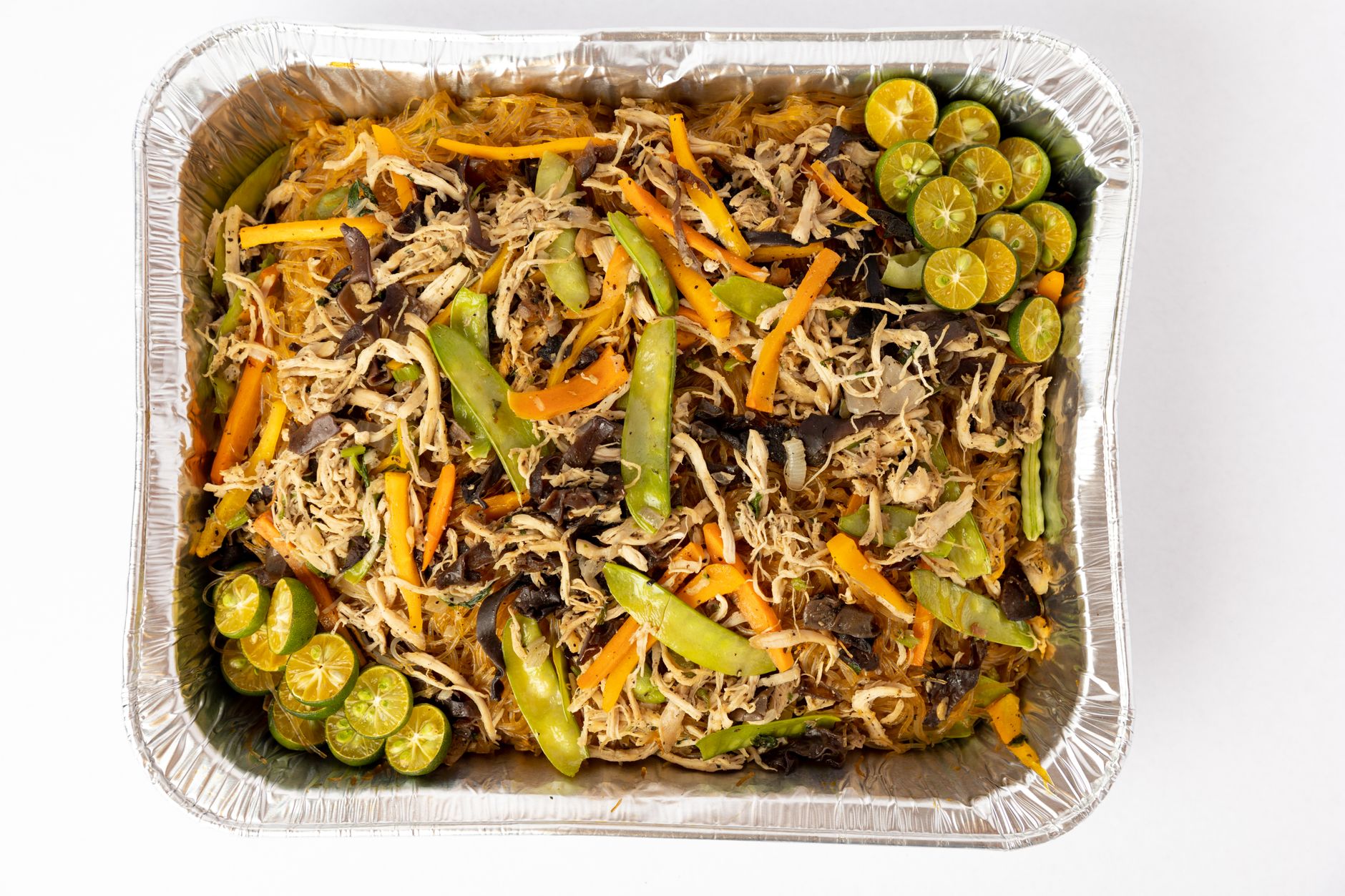 Pancit sotanghon party tray with calamansi