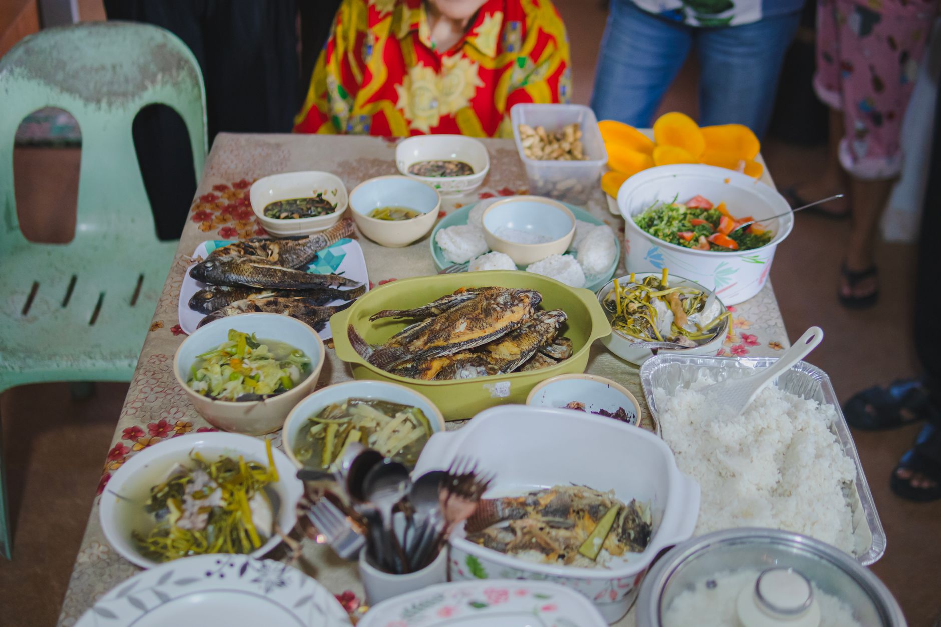 Filipino buffet dishes ready for serving