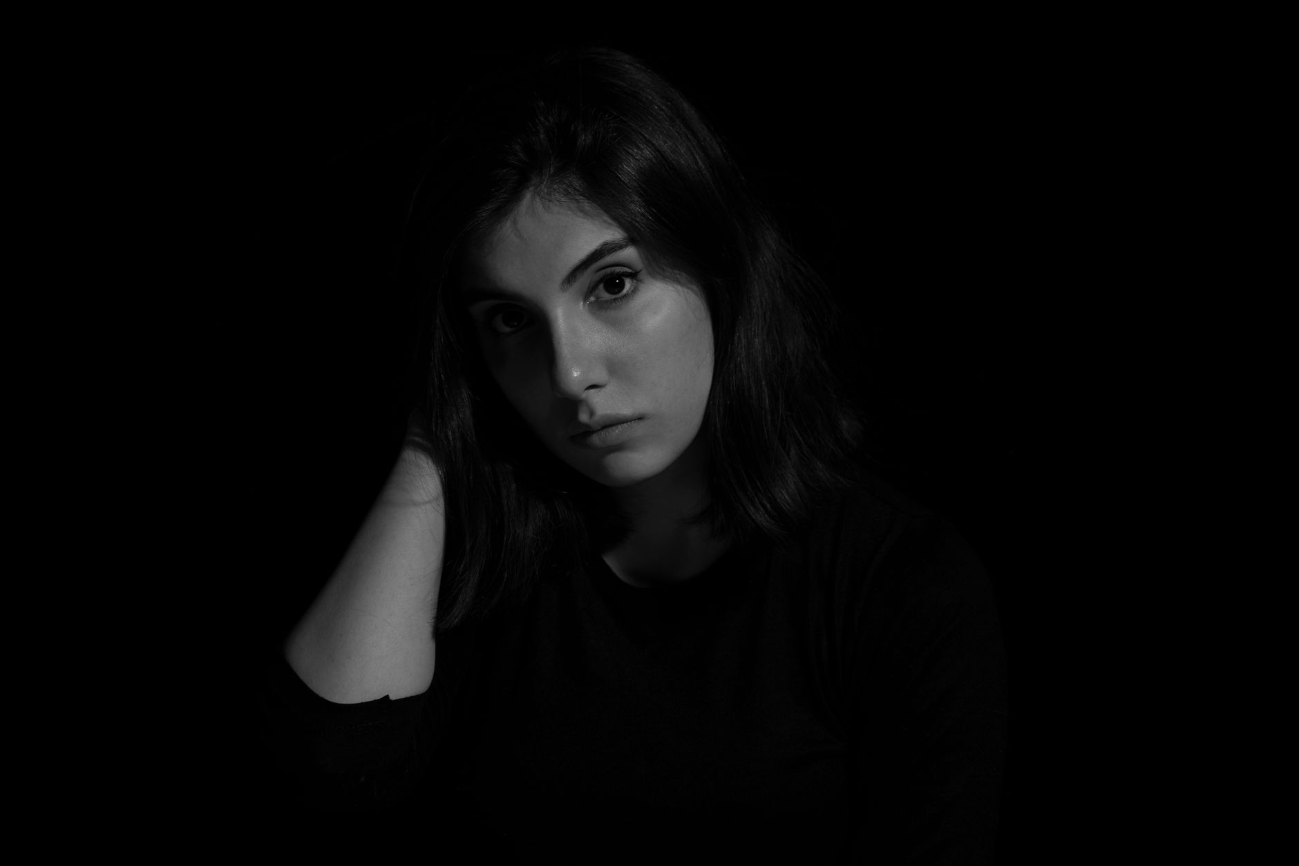 Black and white portrait of a woman
