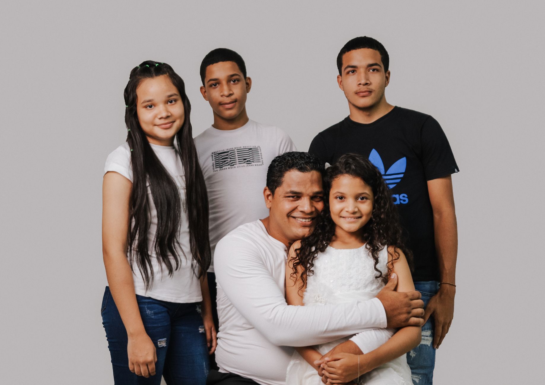 Family of five in the studio